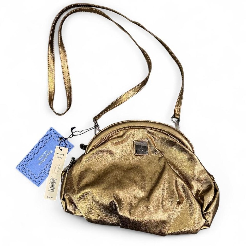 Vintage Simply Vera Wang Gold metallic shoulder bag clutch purse